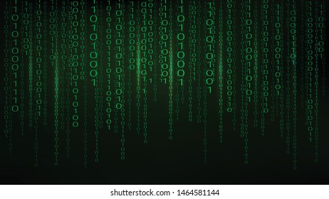 Green matrix. Computer code. Vector illustration. Technology background with 0 and 1.