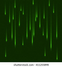 Green matrix effect with binary code. Abstract technology background. Falling numbers matrix style