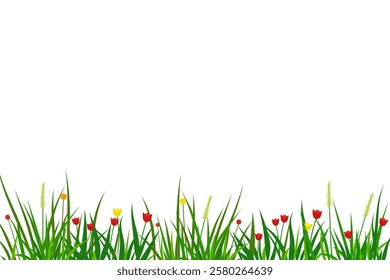 green meadow with colorful flowers