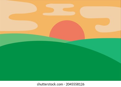 diseño vectorial de fondo de paisaje de pradera verde