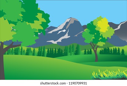 a green meadow at mountain