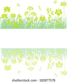Green meadow with reflection