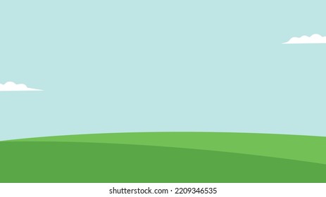 green meadows clear blue sky