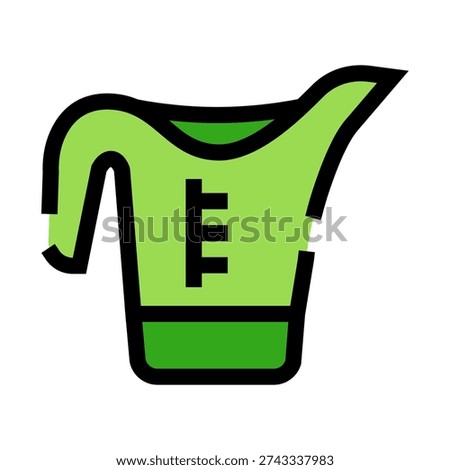 Green measuring cup with a handle and spout, featuring measurement lines, for accurately pouring and sizing liquids in the kitchen or for scientific experiments