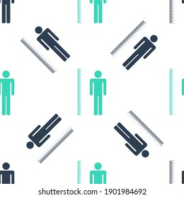 Green Measuring height body icon isolated seamless pattern on white background. Vector.