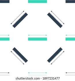 Verde El icono de altura y longitud de medida aislaba un patrón sin fisuras en el fondo blanco. Símbolo de escala de regla, directo. Vector.