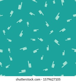Green Meat chopper icon isolated seamless pattern on green background. Kitchen knife for meat. Butcher knife.  Vector Illustration