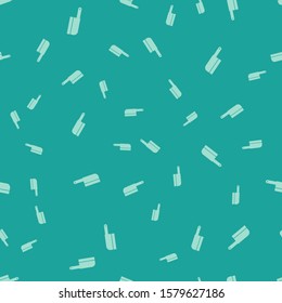 Green Meat chopper icon isolated seamless pattern on green background. Kitchen knife for meat. Butcher knife.  Vector Illustration