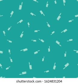 Green Meat chopper icon isolated seamless pattern on green background. Kitchen knife for meat. Butcher knife.  Vector Illustration