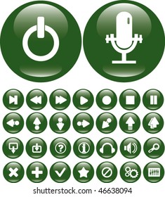 grüne Medienschaltflächen. Vektorgrafik