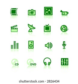 iconos de medios verdes