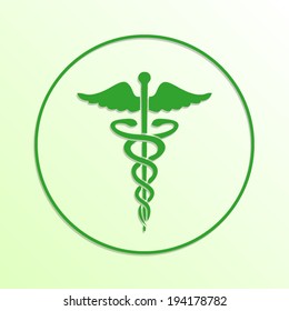green medical background with caduceus icon(vector)
