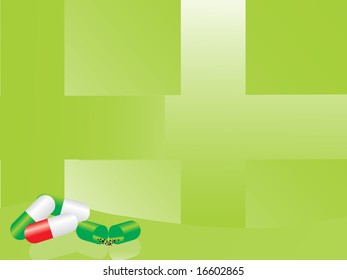 green medical background with capsule