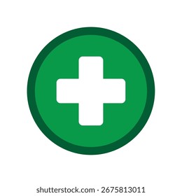 Icono verde de primeros auxilios de cruz médica para ilustración de salud y emergencia