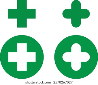 Green medical cross sign. Medical or Pharmacy plus symbol isolated. Cannabis symbol