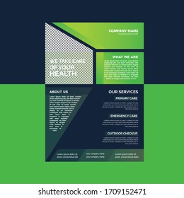 Green Medical Flyer Template. Vektorillustration-Design in A4-Größe für Unternehmen 