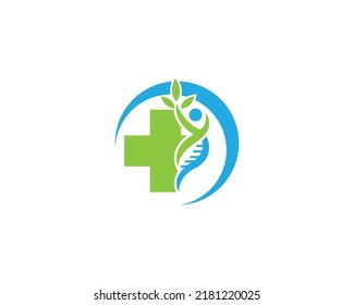 Green Medical and Health Care Logo Template. Medical cross Vector and Health illustration.