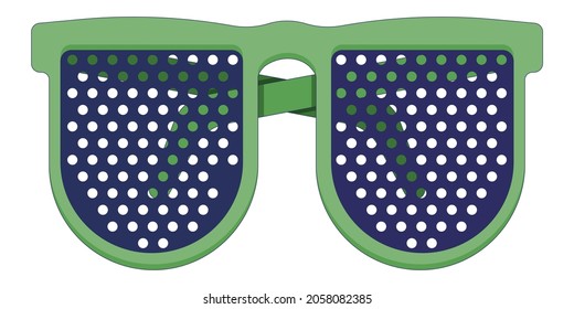 Green medical reading glasses in a flat style isolated on a white background. Ophthalmologist clinic. Vector illustration