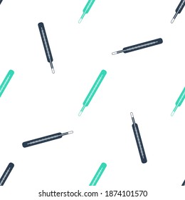 Green Medical thermometer icon isolated seamless pattern on white background. Vector.