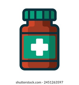 green medicine bottle pharmacy vector illustration template design