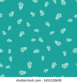 Green Medicine bottle and pills icon isolated seamless pattern on green background. Bottle pill sign. Pharmacy design.  Vector Illustration