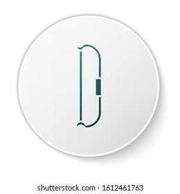 Green Medieval bow icon isolated on white background. Medieval weapon. White circle button. Vector Illustration