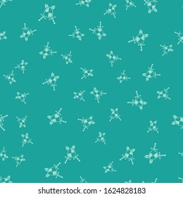 Green Medieval shield with crossed swords icon isolated seamless pattern on green background.  Vector Illustration