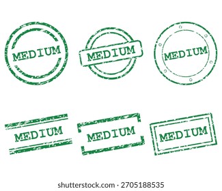 Green medium stamps on white