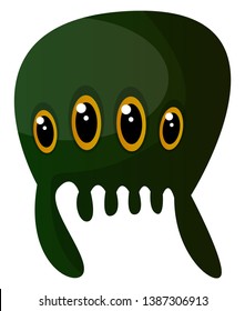 Green meduza monster with four eyes illustration vector on white background