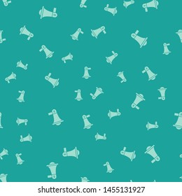 Green Megaphone icon isolated seamless pattern on green background. Loud speach alert concept. Bullhorn for Mouthpiece scream promotion.  Vector Illustration