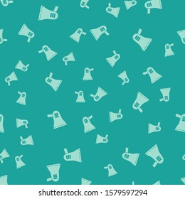 Green Megaphone icon isolated seamless pattern on green background. Loud speach alert concept. Bullhorn for Mouthpiece scream promotion.  Vector Illustration