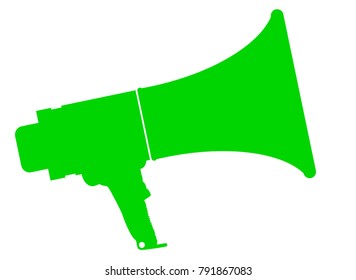 A green megaphone isolated over a white background