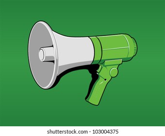 green megaphone on green background