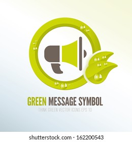 Green megaphone symbol for distributing ecologic messages