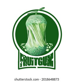 green melon fruit gum logo illustration vector