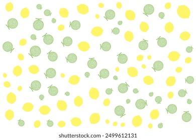 Melón verde, melón verde de la nuez moscada, melón de Cucumis, textura inconsútil amarilla del fondo de la fruta del limón, fruta fresca y bebida, regalo, papel de la caja del presente, telón de fondo