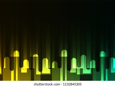 green melt overlap square in dark background, layer motion backdrop, simple technology template, vector illustration