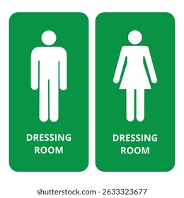 Green men and women dressing room signs on a white background