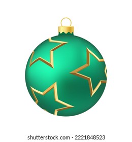 Green menthol Christmas tree toy or ball Volumetric and realistic color illustration