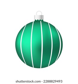 Green menthol Christmas tree toy or ball Volumetric and realistic color illustration