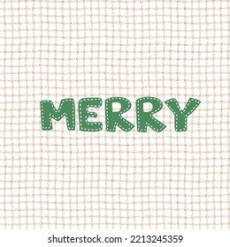 Green Merry christmas hand lettering calligraphy isolated on white background. Vector holiday illustration element. Merry Christmas script calligraphy