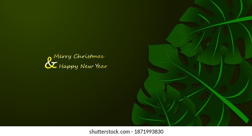 Green merry christmas and happy new year background illustration vector