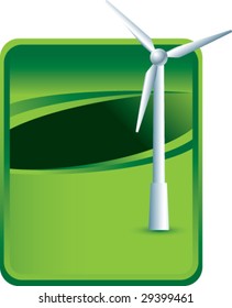 green message board with windmill turbine