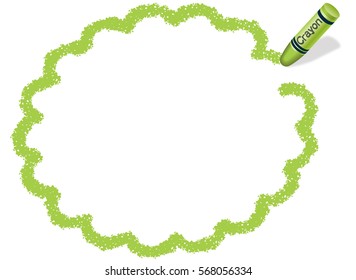 A green message frame drawn with a green crayon.