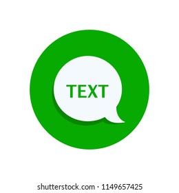 Green message icon. Vector illustration.