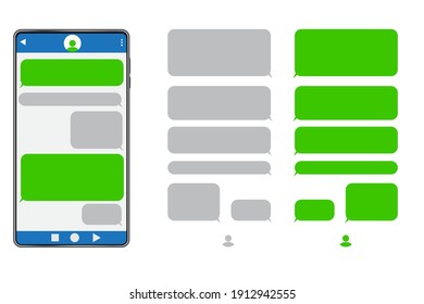 Green Message Screen.Talk Interface Message Button. Phone Icon Vector. Chat Messenger Set Icon. Stock Image. EPS 10.