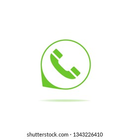 Green messenger icon. Handset.