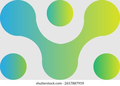 Grüne abstrakte geometrische Metaball-Form. Verbundene Flüssigmolekülfiguren. Morphing Vektor Design Element für Banner, Collage, Logo.
