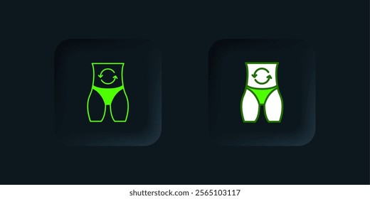 Green Metabolism of human organism icon isolated on isolated on black background. Digestion, metabolic system and hormones concept. Black square button. Vector