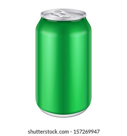 Green Metal Aluminum Beverage Drink Can 330ml, 500ml. Mockup Template Ready For Your Design. Isolated On White Background. Product Packing. Vector EPS10 Product Packing Vector EPS10